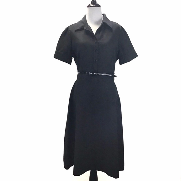 Calvin Klein Dresses & Skirts - Calvin Klein Collared Belted Black Modest Dress 12